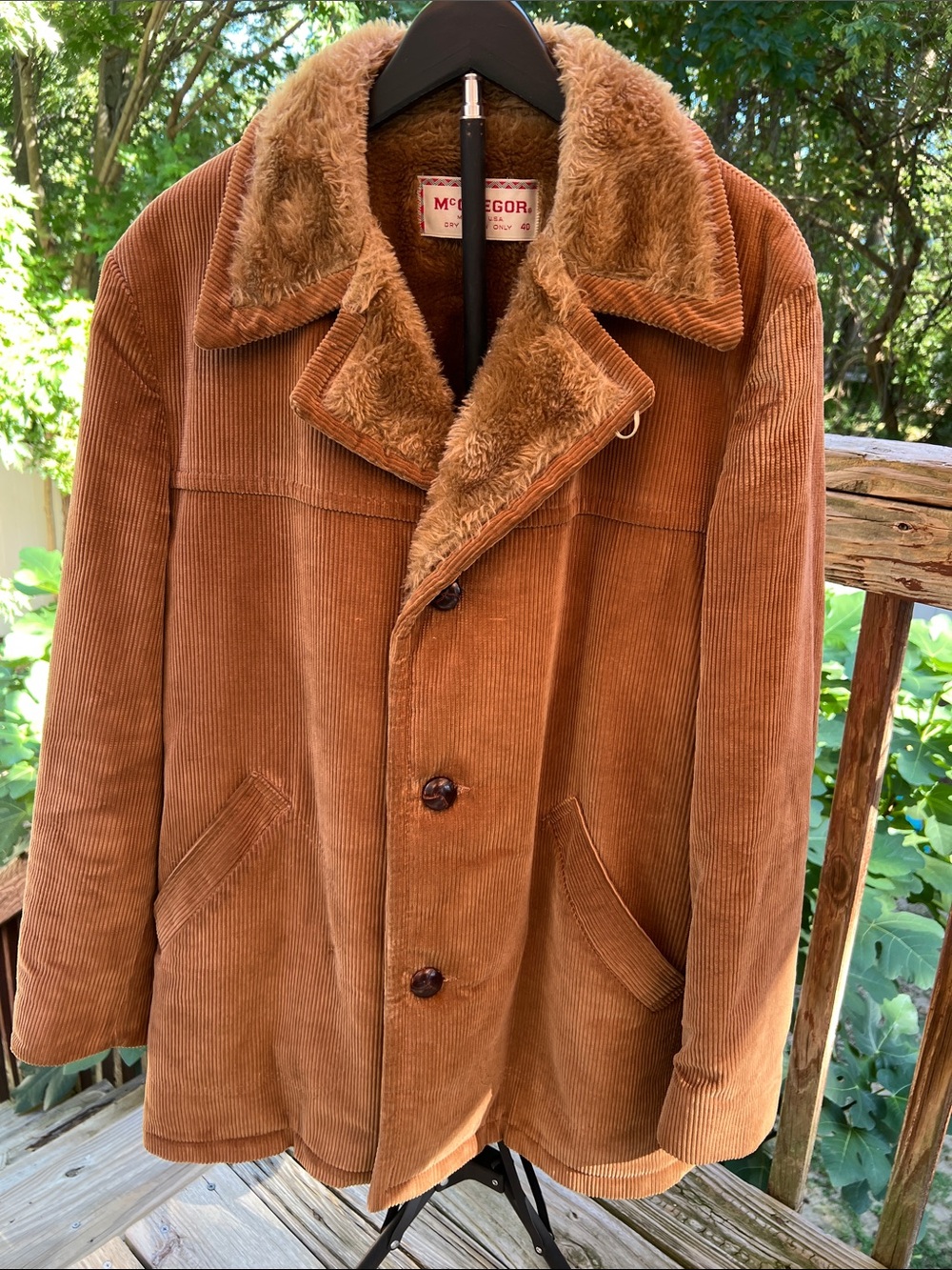 Vintage McGregor Tan Corduroy Coat with Faux Fur Collar and Lining Union Tag
